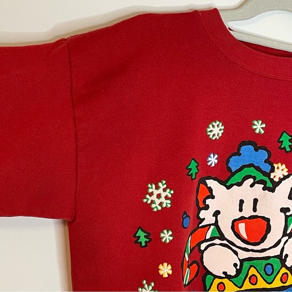 Vintage Christmas Cat Sweatshirt Large Red Ugly Sweater BJ Designer - Picture 6 of 14